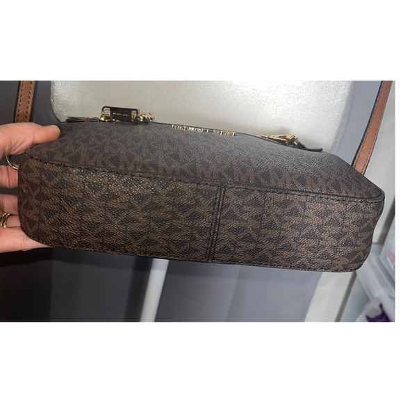 💼 Michael Kors Jet Set Large East West Crossbody Brown PVC Leather Bag - Picture 3 of 6